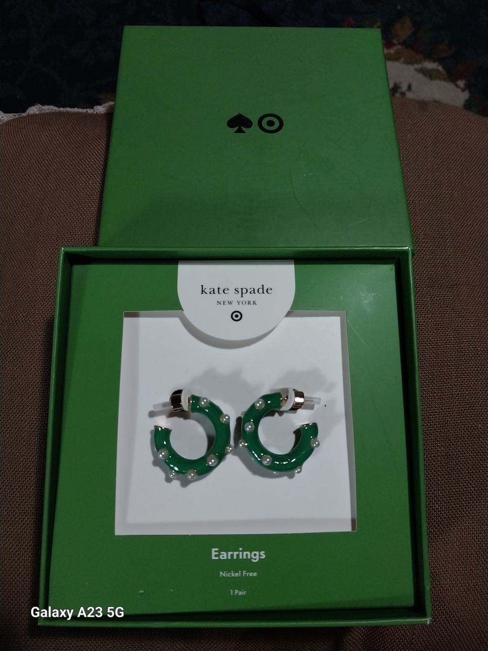 Kate Spade New York x Target Pearl Polka Dot Hoop Earrings Green Hoop Earrings